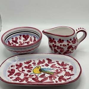 Sambuco Mario Deruta Italy Majolica 3 piece Set